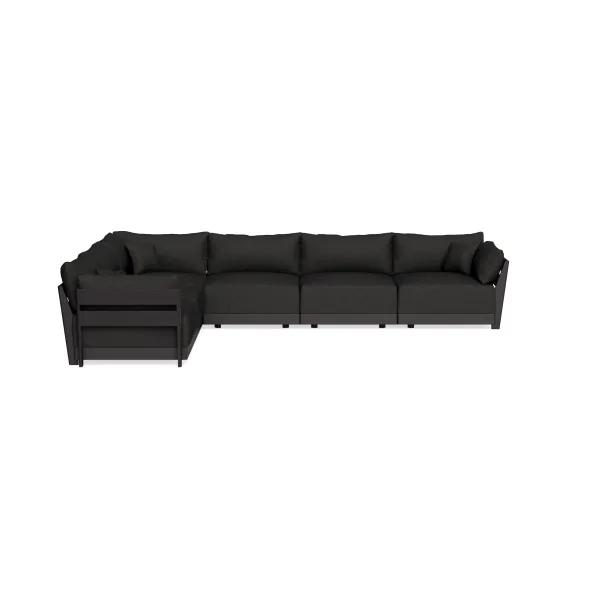 Modular Bondi Black 6-Seater Corner Sectional in Peppercorn | Memory Foam Blend