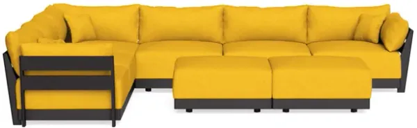 Modular Bondi Black 6-Seater Corner Sectional + Bench Ottoman in Sunflower | Memory Foam Blend