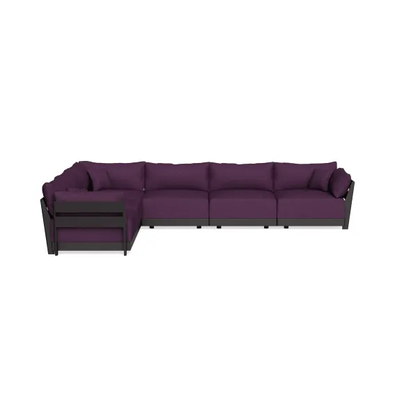 Modular Bondi Black 6-Seater Corner Sectional in Aubergine | Memory Foam Blend