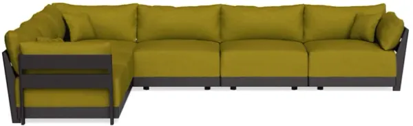 Modular Bondi Black 6-Seater Corner Sectional in Olive Green | Memory Foam Blend