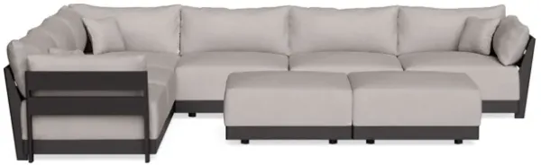 Modular Bondi Black 6-Seater Corner Sectional + Bench Ottoman in Cloud | Memory Foam Blend