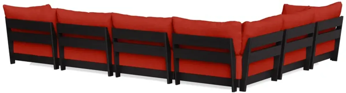 Modular Bondi Black 6-Seater Corner Sectional + Bench Ottoman in Cayenne | Memory Foam Blend