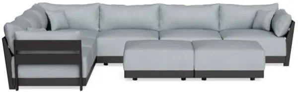 Modular Bondi Black 6-Seater Corner Sectional + Bench Ottoman in Ash | Memory Foam Blend