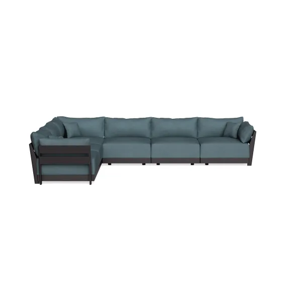 Modular Bondi Black 6-Seater Corner Sectional in Slate Blue | Memory Foam Blend