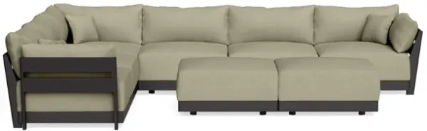 Modular Bondi Black 6-Seater Corner Sectional + Bench Ottoman in Cappuccino | Memory Foam Blend