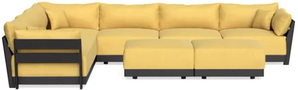 Modular Bondi Black 6-Seater Corner Sectional + Bench Ottoman in Goldenrod | Memory Foam Blend