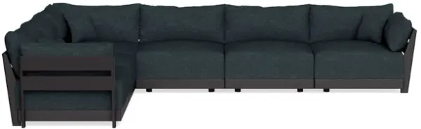 Modular Bondi Black 6-Seater Corner Sectional in Arctic Navy | Memory Foam Blend