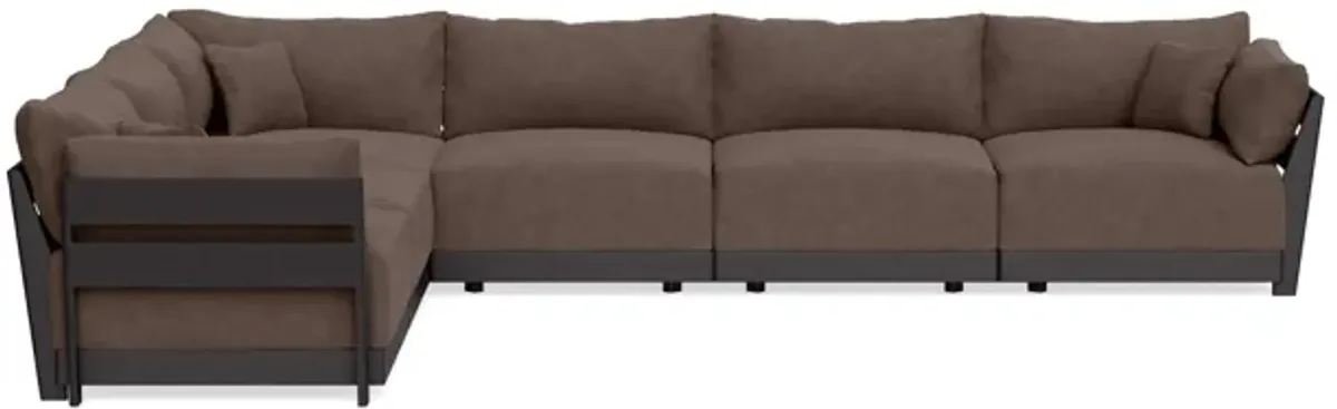 Modular Bondi Black 6-Seater Corner Sectional in Chocolate | Memory Foam Blend