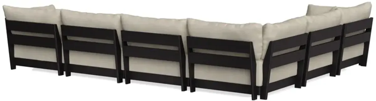Modular Bondi Black 6-Seater Corner Sectional + Ottoman in Almond | Memory Foam Blend