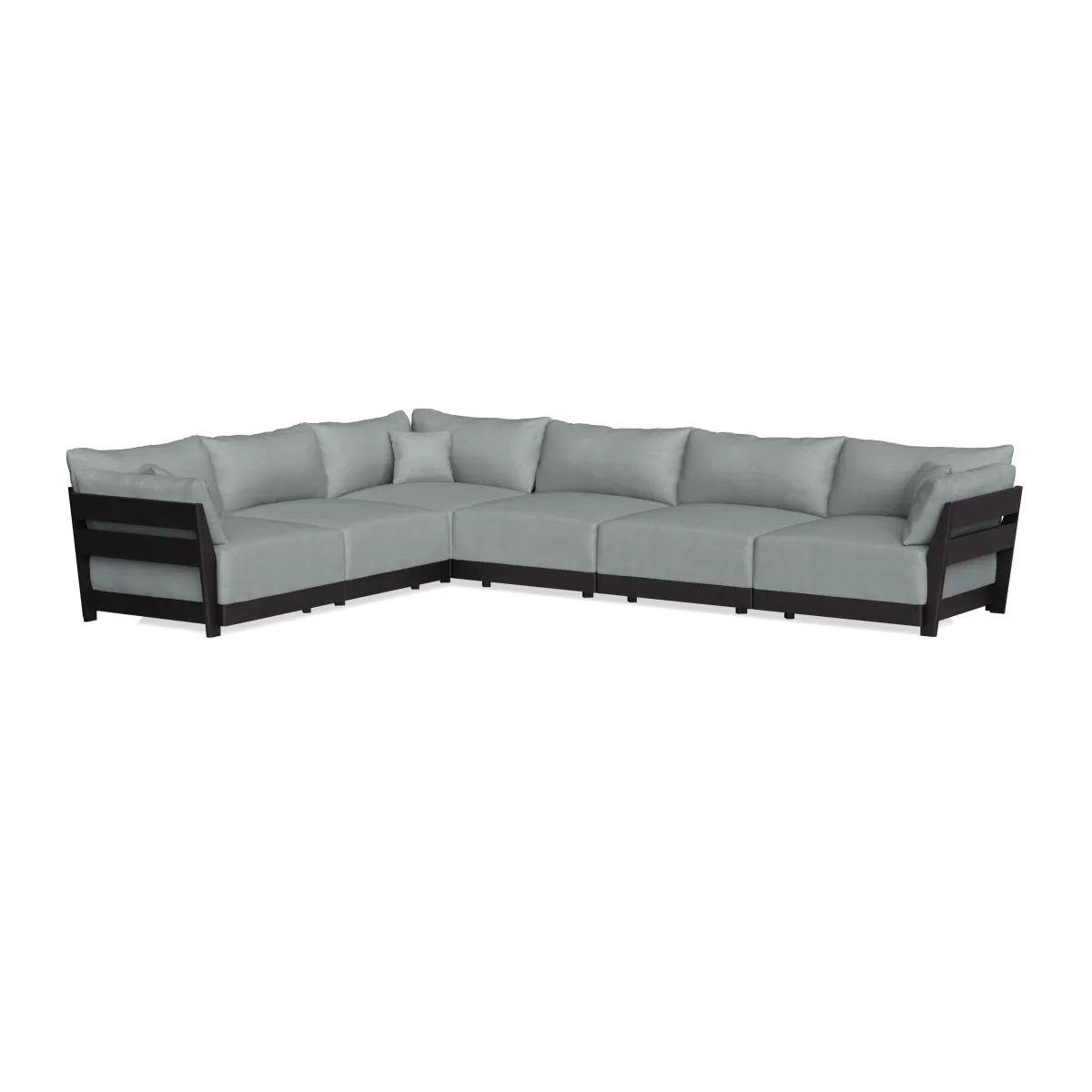 Modular Bondi Black 6-Seater Corner Sectional in Light Steel | Memory Foam Blend