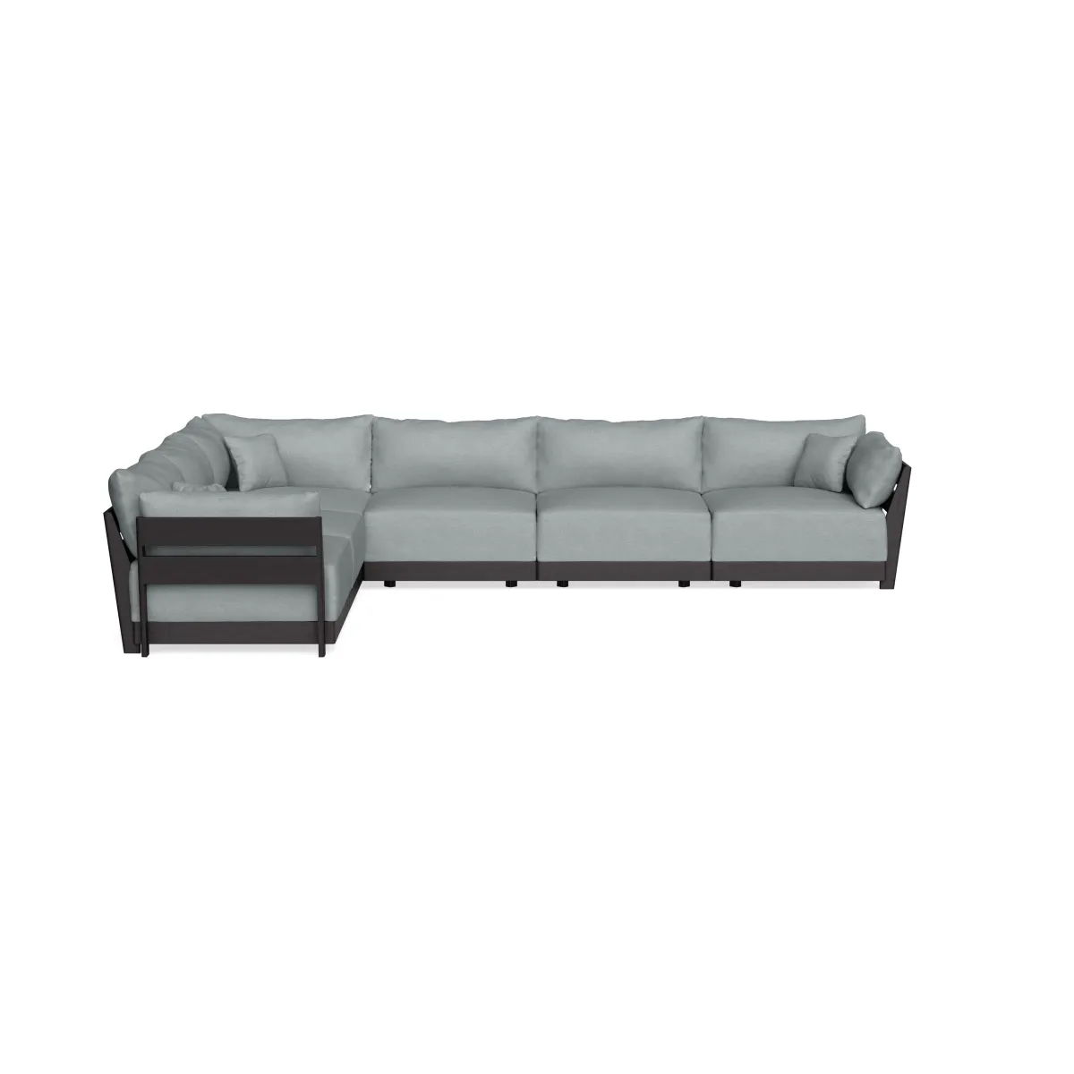 Modular Bondi Black 6-Seater Corner Sectional in Light Steel | Memory Foam Blend