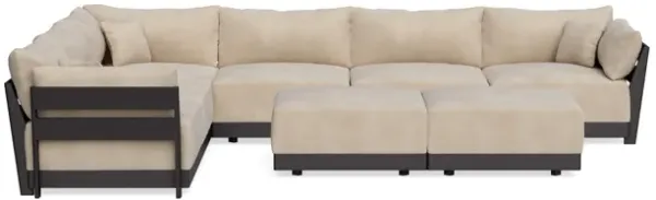 Modular Bondi Black 6-Seater Corner Sectional + Bench Ottoman in Oyster | Memory Foam Blend