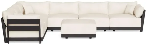 Modular Bondi Black 6-Seater Corner Sectional + Ottoman in Powder | Memory Foam Blend