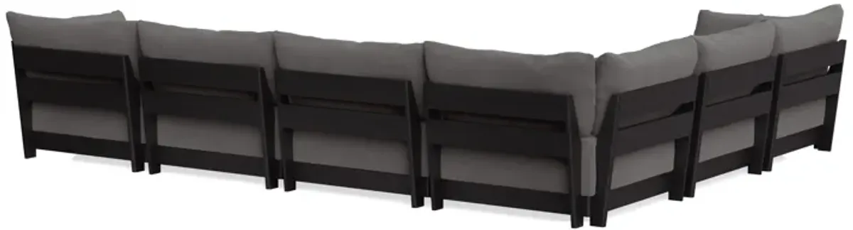Modular Bondi Black 6-Seater Corner Sectional + Bench Ottoman in Burnt Ember | Memory Foam Blend