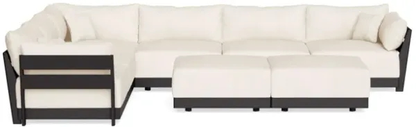 Modular Bondi Black 6-Seater Corner Sectional + Bench Ottoman in Powder | Memory Foam Blend