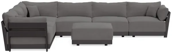 Modular Bondi Black 6-Seater Corner Sectional + Ottoman in Burnt Ember | Memory Foam Blend