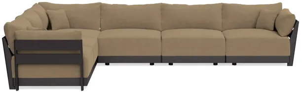 Modular Bondi Black 6-Seater Corner Sectional in Macchiato | Memory Foam Blend