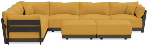 Modular Bondi Black 6-Seater Corner Sectional + Bench Ottoman in Honey | Memory Foam Blend