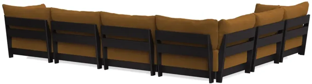 Modular Bondi Black 6-Seater Corner Sectional + Bench Ottoman in Cognac | Memory Foam Blend