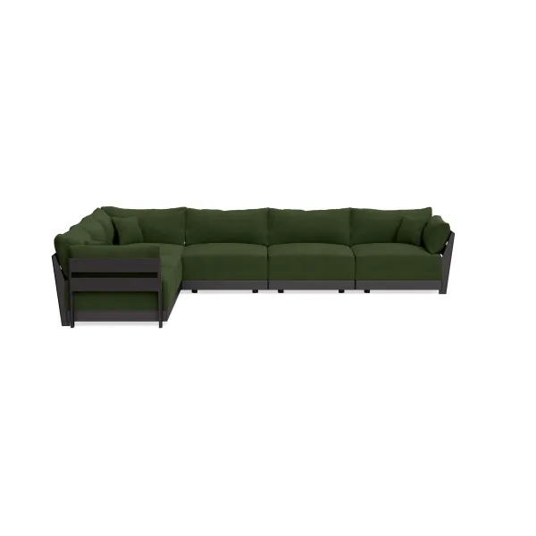 Modular Bondi Black 6-Seater Corner Sectional in Tuscan Green | Memory Foam Blend