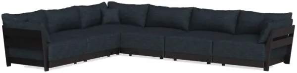 Modular Bondi Black 6-Seater Corner Sectional in Baltic Blue | Memory Foam Blend
