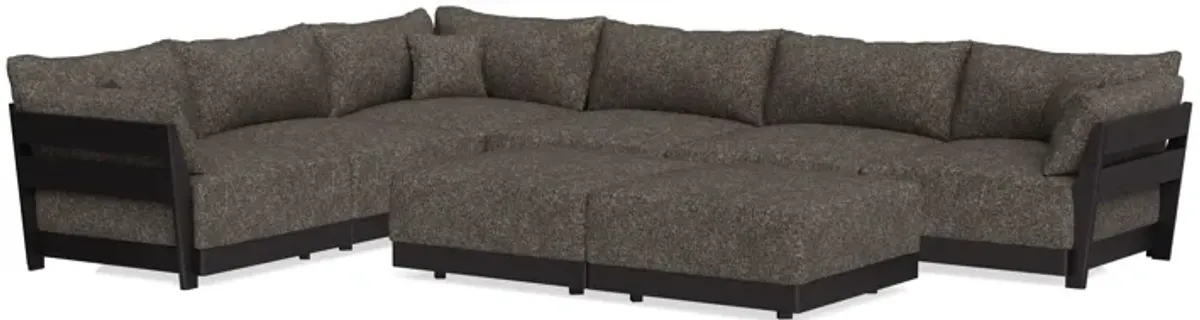 Modular Bondi Black 6-Seater Corner Sectional + Bench Ottoman in Eclipse | Memory Foam Blend
