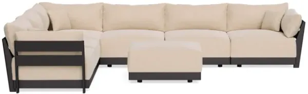 Modular Bondi Black 6-Seater Corner Sectional + Ottoman in Vanilla | Memory Foam Blend
