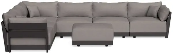 Modular Bondi Black 6-Seater Corner Sectional + Ottoman in Cement | Memory Foam Blend