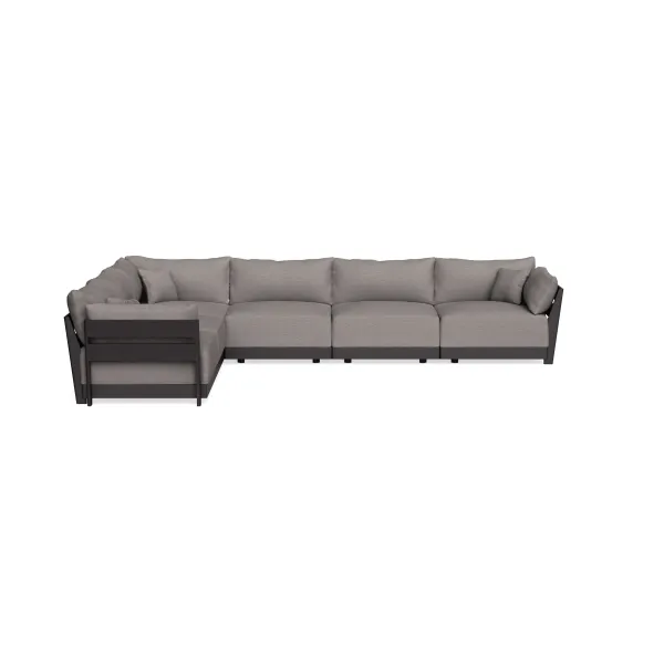 Modular Bondi Black 6-Seater Corner Sectional in Cement | Memory Foam Blend
