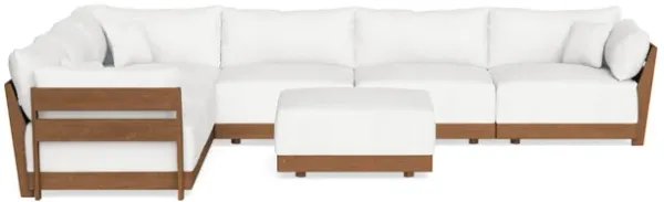 Modular Bondi Espresso 6-Seater Corner Sectional + Ottoman in Snow | Memory Foam Blend