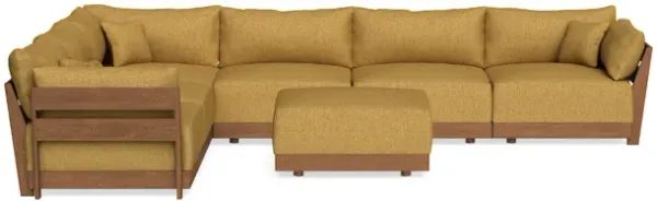 Modular Bondi Espresso 6-Seater Corner Sectional + Ottoman in Butterscotch | Memory Foam Blend
