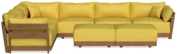 Modular Bondi Espresso 6-Seater Corner Sectional + Bench Ottoman in Daffodil | Memory Foam Blend