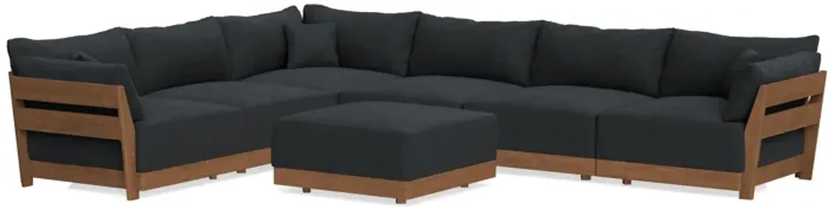Modular Bondi Espresso 6-Seater Corner Sectional + Ottoman in Coal | Memory Foam Blend