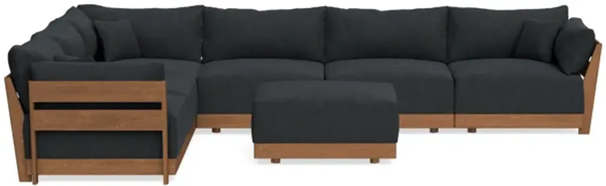 Modular Bondi Espresso 6-Seater Corner Sectional + Ottoman in Coal | Memory Foam Blend