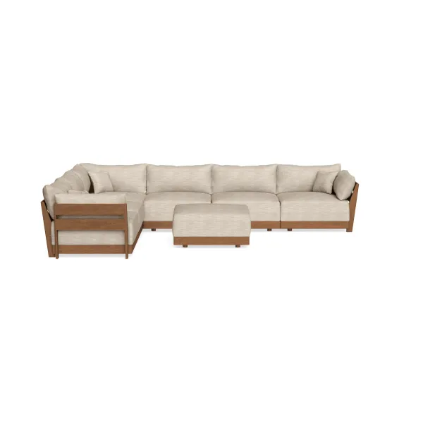 Modular Bondi Espresso 6-Seater Corner Sectional + Ottoman in Wheat | Memory Foam Blend