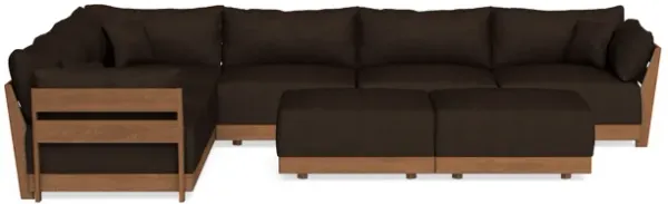 Modular Bondi Espresso 6-Seater Corner Sectional + Bench Ottoman in Espresso | Memory Foam Blend