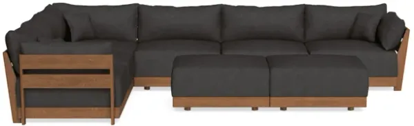 Modular Bondi Espresso 6-Seater Corner Sectional + Bench Ottoman in Slate Gray | Memory Foam Blend