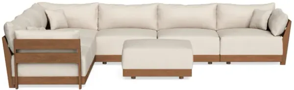 Modular Bondi Espresso 6-Seater Corner Sectional + Ottoman in Seashell | Memory Foam Blend
