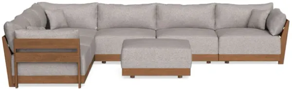 Modular Bondi Espresso 6-Seater Corner Sectional + Ottoman in Heathered Taupe | Memory Foam Blend