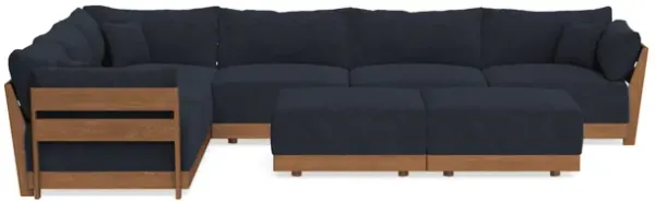Modular Bondi Espresso 6-Seater Corner Sectional + Bench Ottoman in Midnight | Memory Foam Blend