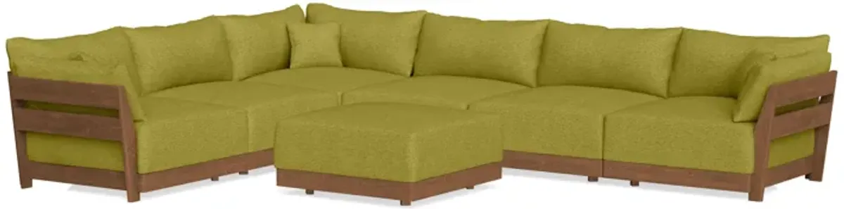 Modular Bondi Espresso 6-Seater Corner Sectional + Ottoman in Avocado | Memory Foam Blend