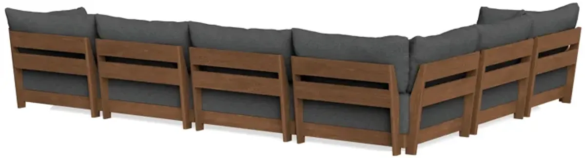 Modular Bondi Espresso 6-Seater Corner Sectional + Ottoman in Pebble | Memory Foam Blend