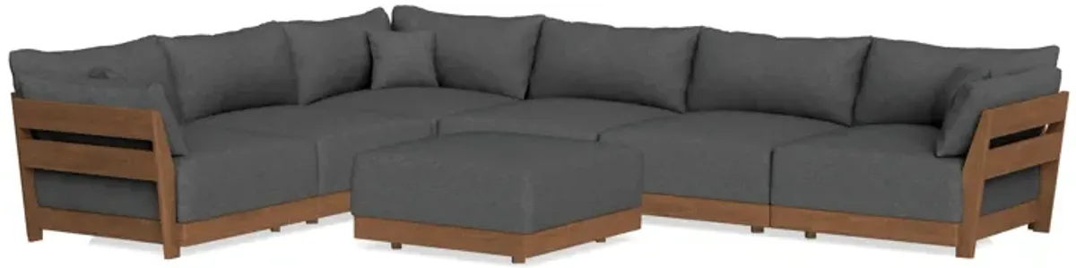 Modular Bondi Espresso 6-Seater Corner Sectional + Ottoman in Pebble | Memory Foam Blend