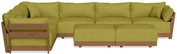 Modular Bondi Espresso 6-Seater Corner Sectional + Bench Ottoman in Avocado | Memory Foam Blend