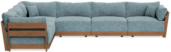 Modular Bondi Espresso 6-Seater Corner Sectional in Steel Blue | Memory Foam Blend