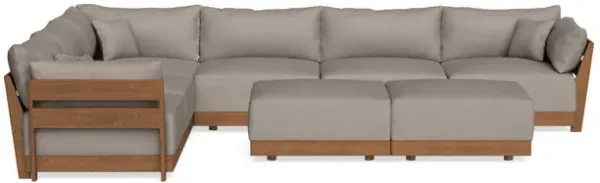 Modular Bondi Espresso 6-Seater Corner Sectional + Bench Ottoman in Cinder Gray | Memory Foam Blend