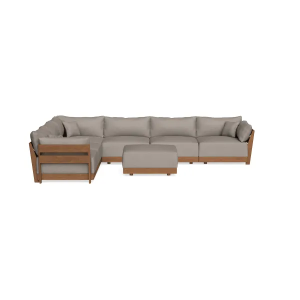 Modular Bondi Espresso 6-Seater Corner Sectional + Ottoman in Cinder Gray | Memory Foam Blend