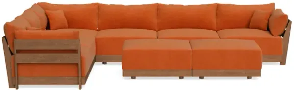 Modular Bondi Espresso 6-Seater Corner Sectional + Bench Ottoman in Terracotta | Memory Foam Blend