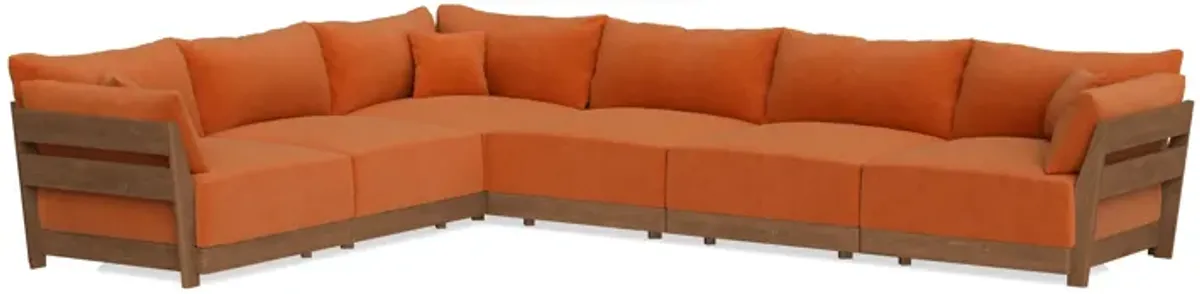 Modular Bondi Espresso 6-Seater Corner Sectional in Terracotta | Memory Foam Blend
