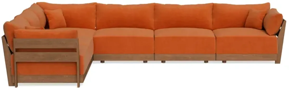 Modular Bondi Espresso 6-Seater Corner Sectional in Terracotta | Memory Foam Blend